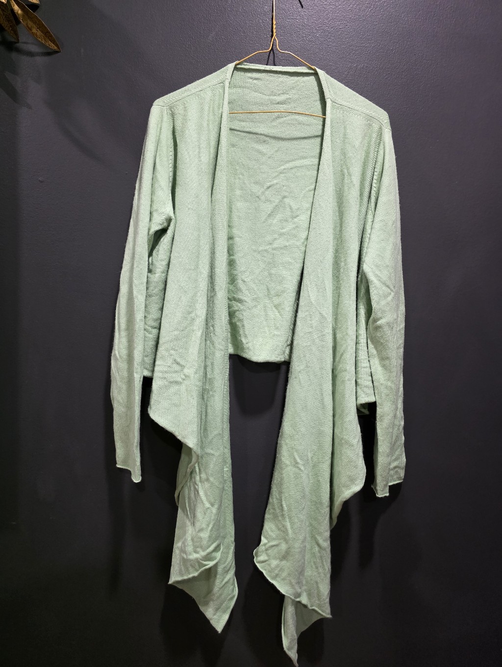 Eileen Fisher Women Mint Open Drape Front Cardigan Sweater Silk Cashmere
